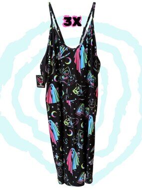 RARE Too Fast OMG! Ghosts Skater Mini Dress 3X Pastel Goth Witchy Halloween NWT